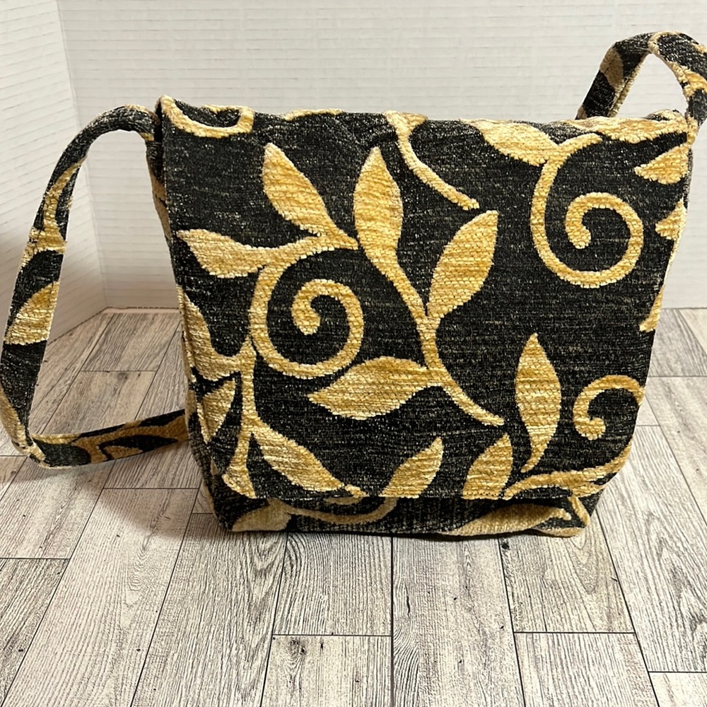 Vintage BACIO purse 1-strap bag soft velvety feel beige & black swirls